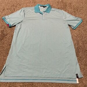 RLX Ralph Lauren Men's Golf Polo Shirt Blue White Stripe Performance M